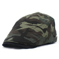 Men's Green Camouflage Flat Cap in Cotton