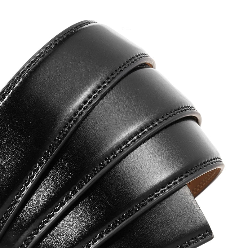 Belt Dress Men's Leather with Automatic Ratchet Buckle