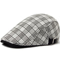 Men's Linen Vintage with Plaid Pattern Flat Cap