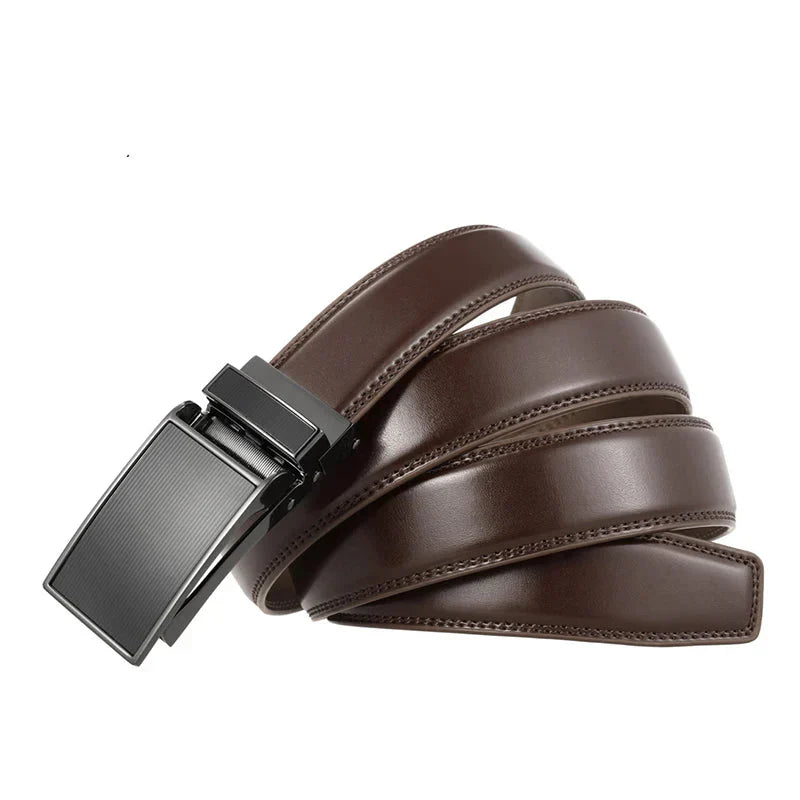 Belt Dress Men's Leather with Automatic Ratchet Buckle