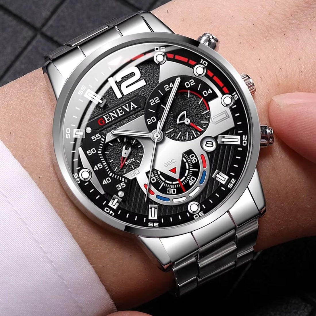 Dual Time Black Rubber Strap Luxury Watch VRC002